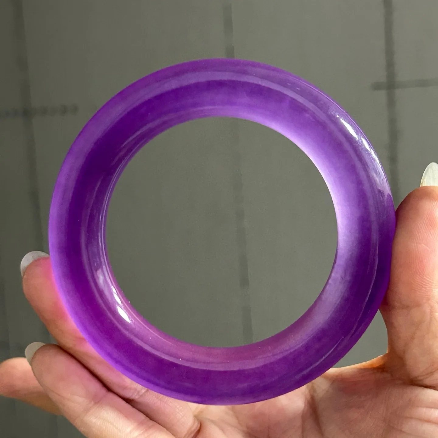 

AAA Real Natural high Ice Burmese purple Jade jadeite bracelet bangle 60mm