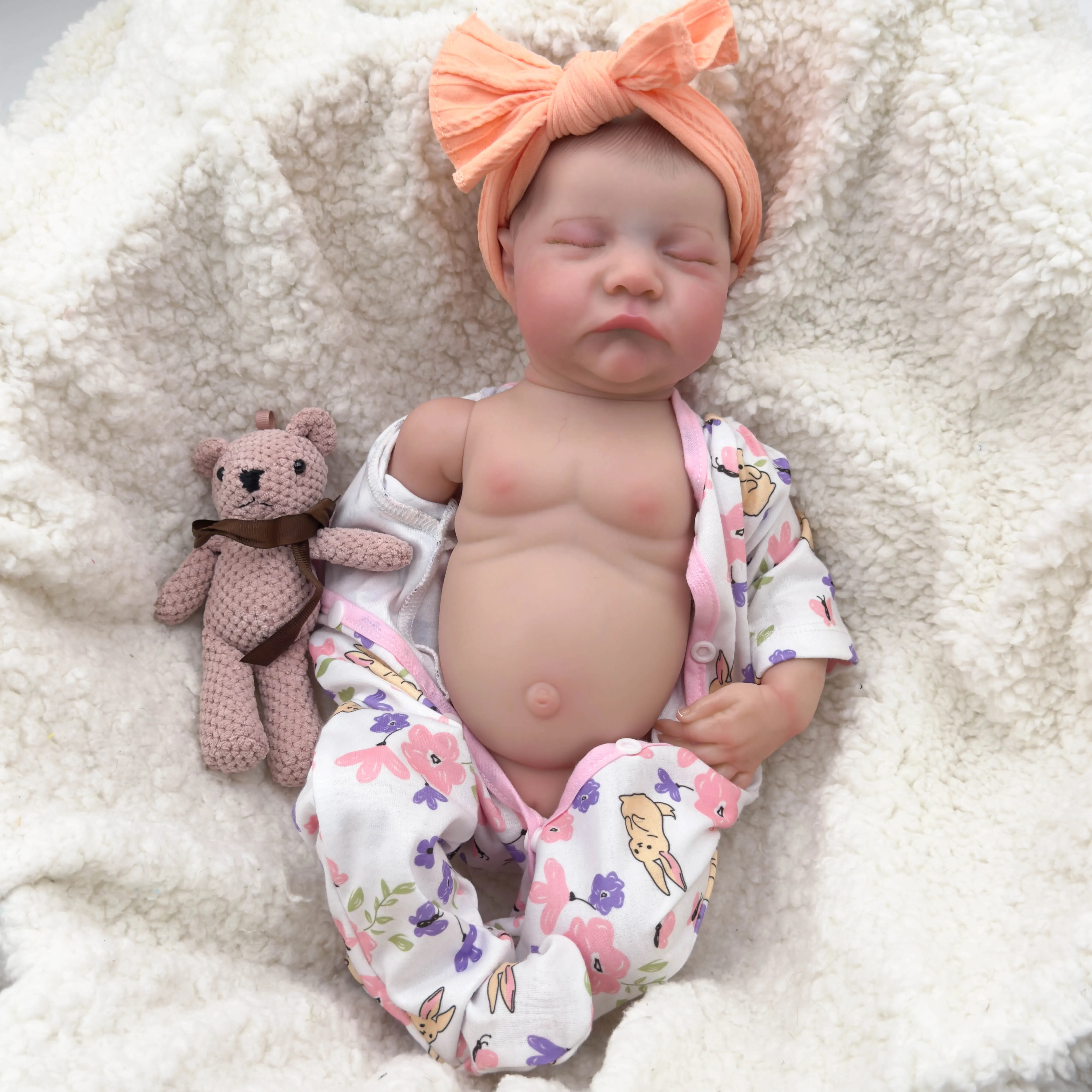 

NPK 18inch Levi Full Body Newborn Baby Doll Reborn Sleeping Flexible 3D Skin Tone with Visible Veins Hand Painted Hair Doll