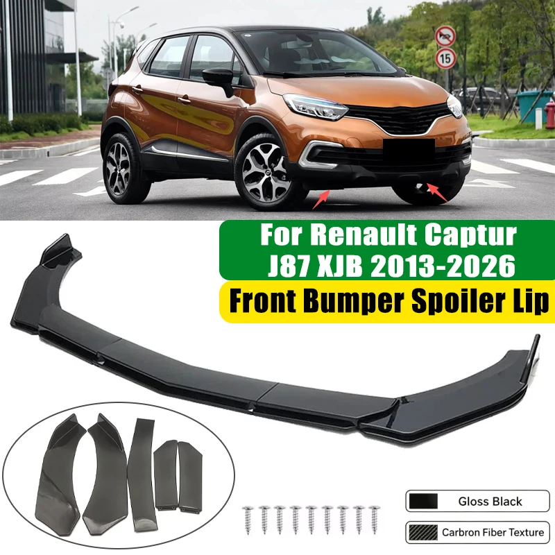 For Renault Captur J87 XJB 2013-2026 5Pcs ABS Car Front Bumper Lip Spoiler Splitter Body Kit Canard Tuning Accessories