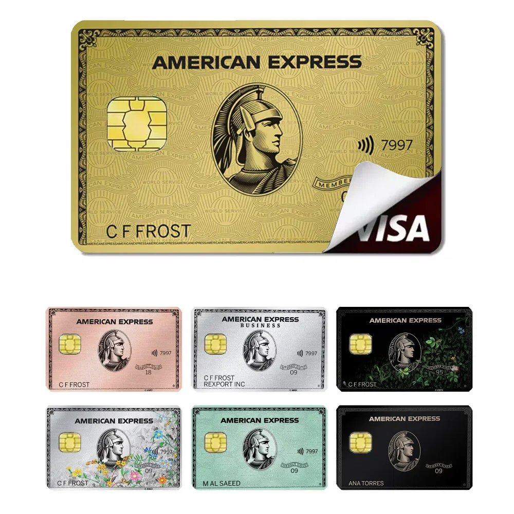 48Amex Black A-American E-Express Stickers Credit Card Visa Debit Bank Charge Card Bus Metro Waterproof Sticker Decal Decoration