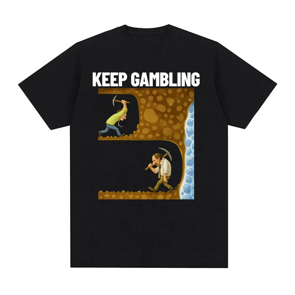 Camiseta divertida, camiseta de manga corta estilo gótico retro para mujer, estampada con gráfico de "Keep Gambling Savage", camisetas con personalidad
