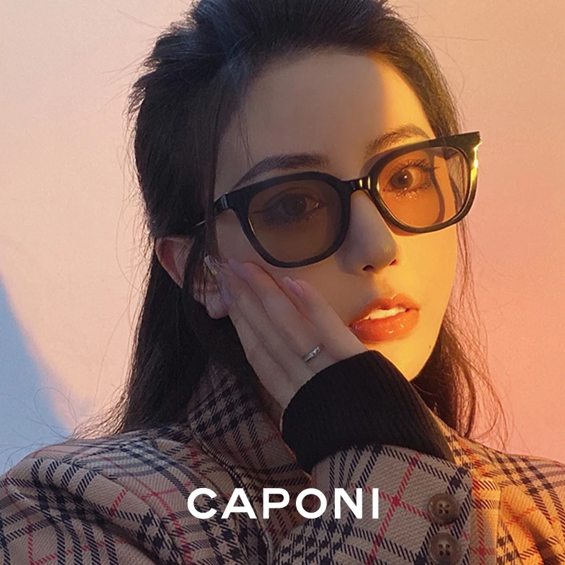 

CAPONI Nylon Women's Sunglasses Classic Square Fashion Original Design Trendy Eyewear Anti UV Ray Polarized Sun Glasses CP7962