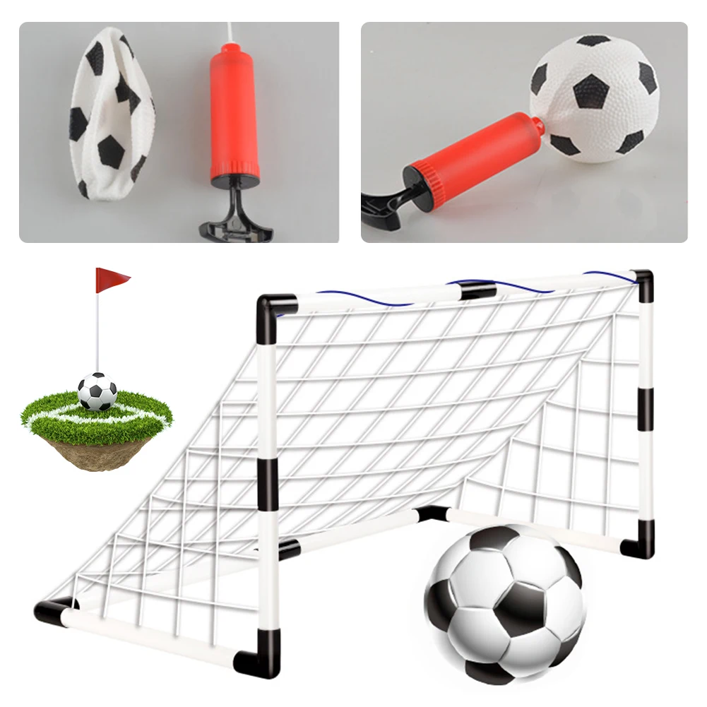 Football Goal Net with Pump & Ball Foldable Football Goal Post Weather Resistant Portable Soccer Goal Football Sport Accessories