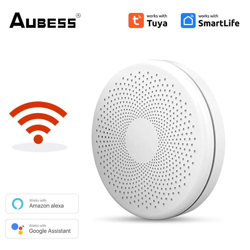 Tuya detektor asap pintar, WiFi detektor api karbon monoksida Sensor Alarm kontrol hidup pintar suara rumah pintar mendukung Alexa Google rumah