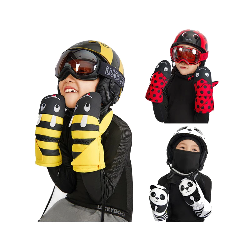 LUCKYBOO Children Ski Gloves Winter Outdoor Skiing Sport Protective Gloves Boy and Girl Snowboard Equipment Warm Waterproof