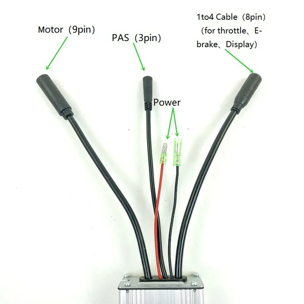 Square Wave Controller Multi Functions 8A Aluminum + Plastic DC 36V/48V Electric Bike Waterproof Joint 250W-350W