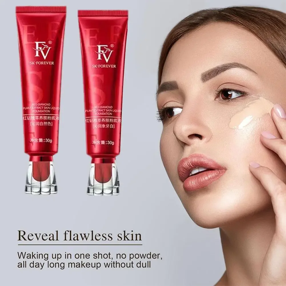 Red FV Foundation Liquid Ginseng Bird\'s Nest Polypeptide Concealer Skin Nourishing BB Cream Makeup Cosmetics