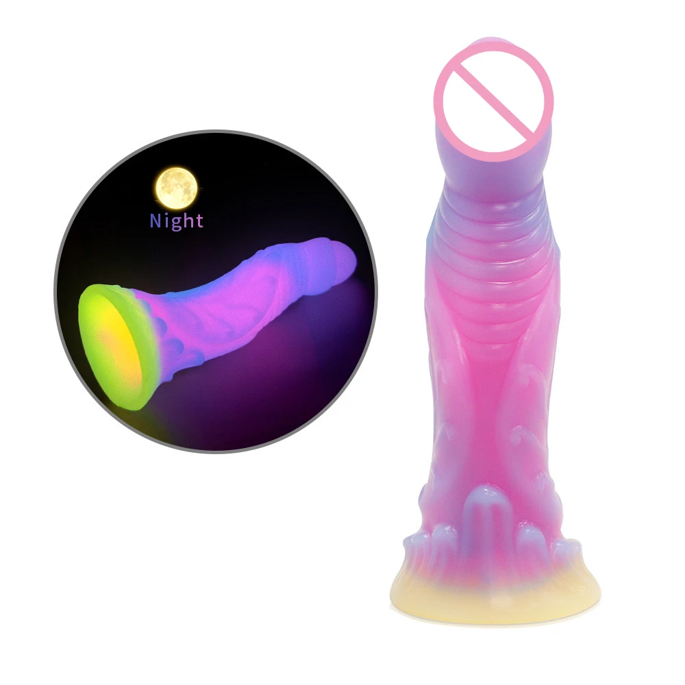 TleMeny Soft Silicone Luminous Monster Anal Dildo Butt Plug Anus Masturbator Dilators Suction Cup Adult Sex Toys for Men Women