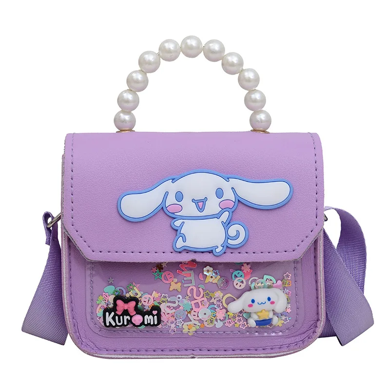 Sanrio Pu Leather Shoulder Bags Cinnamoroll Series Cute Anime Girls Princess Crossbody Bag Fashion Baby Handbag Birthday Gifts