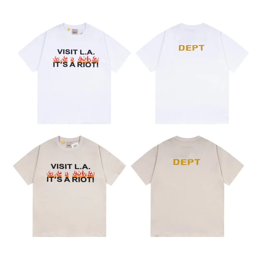 ﻿ DEPT Fashion brand Vintage Tee  Men couple style Gold Letter Print Logo T Shirt Loose Oversized Hip Hop Short Sleeve Shirt