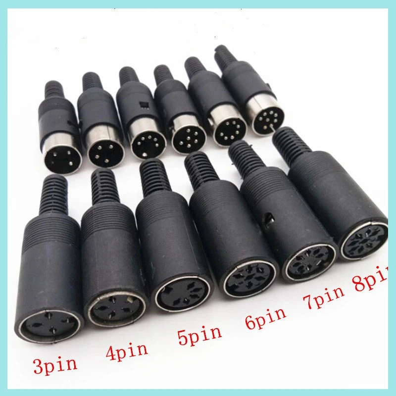 DIN 3 4 5 6 7 8 Pin Male/Female Plug Socket Jack Solder Connector with Plastic Handle R Connectors B2