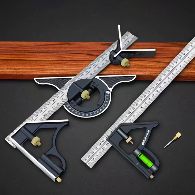 

300mm 45Degree Right Carpenter Woodworking Level Moving Stainless Steel Angle Combination Square Ruler Mobile Horizontal Movable