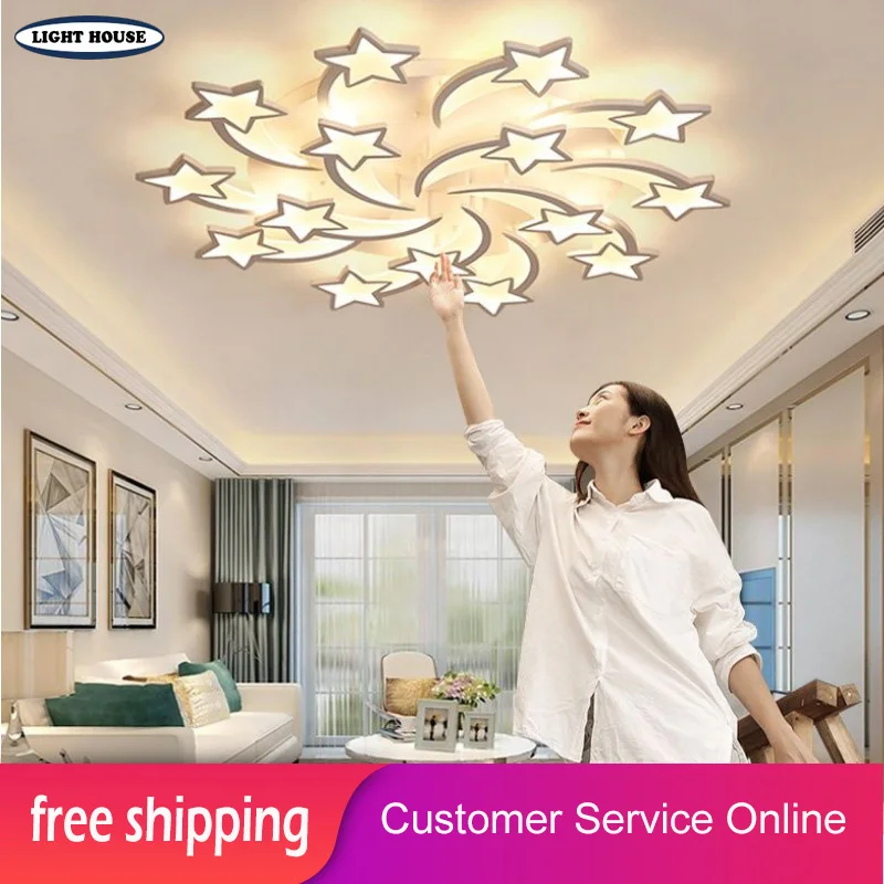 Modern Acrylic LED Star Ceiling Light Indoor Art Decorative Light Bedroom Study Dining Room Children's Room Ceiling Chandelier