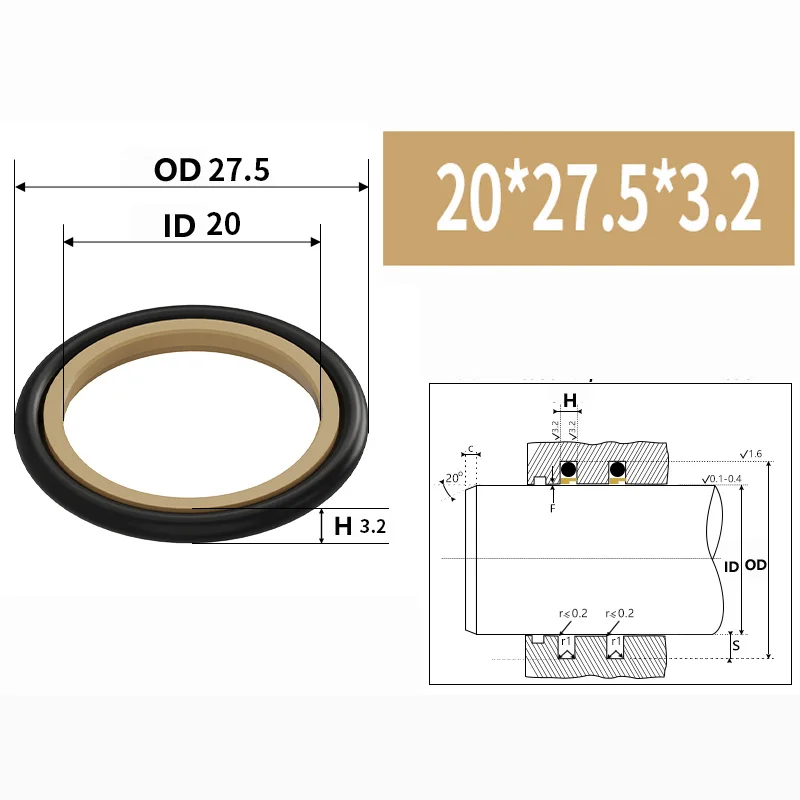 1/5/10PCS Height 3.2/4.2/6.3/8.1mm Step STd Shaft Seal Piston Sealing Ring O-Ring Piston Rod Sealing Ring Oil Seal ID 20-190mm