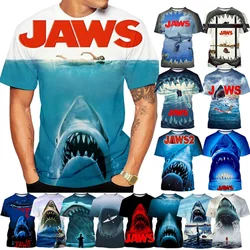 3D printed horror movie Great White Shark T-shirt summer hippie short sleeved Harajuku casual top