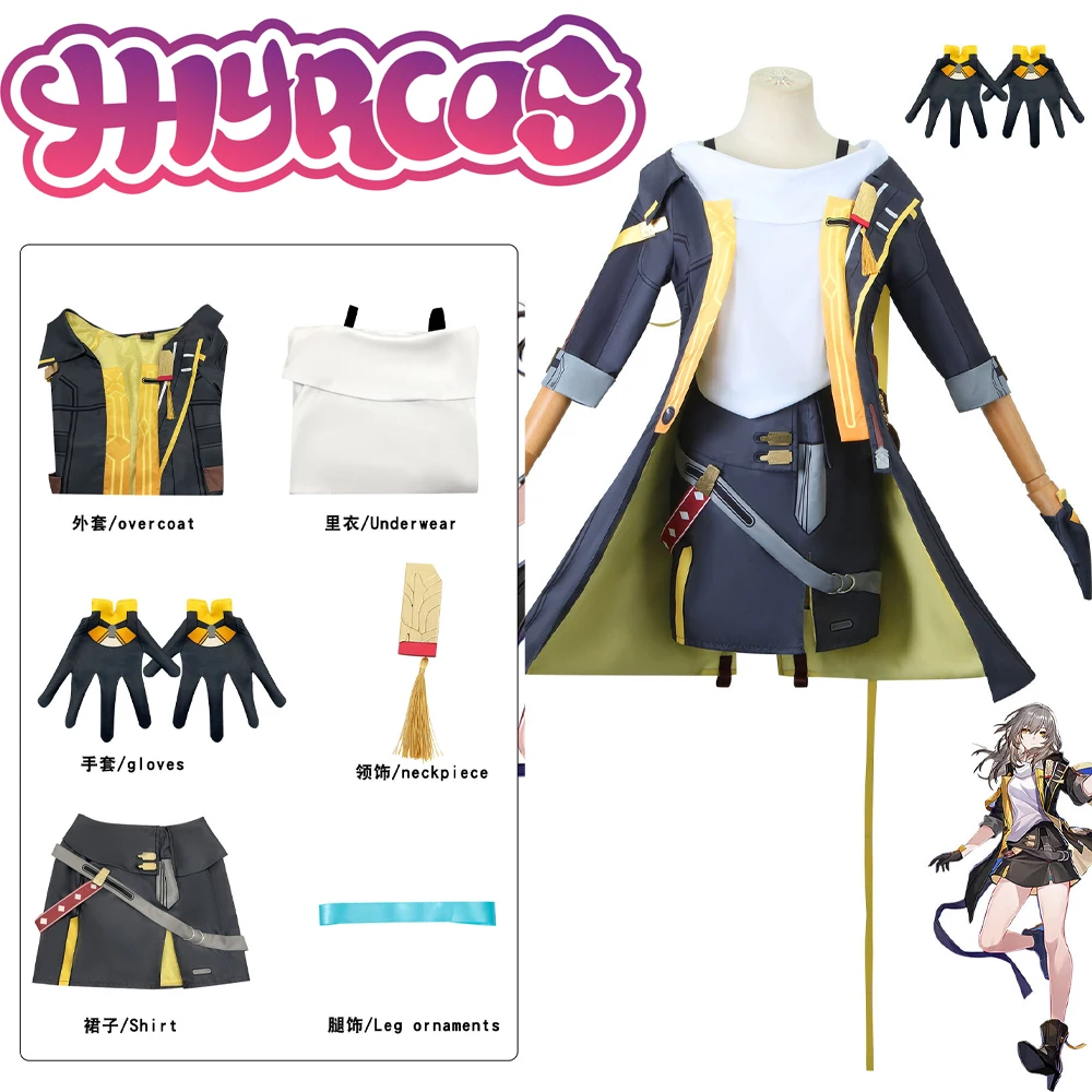 Fantasia de Cosplay de Trilho Estrela Honkai para Homens e Mulheres, Cos de Caelus Stelle, Uniforme com Perucas, Trailblazer Protagonista, Festa de Halloween