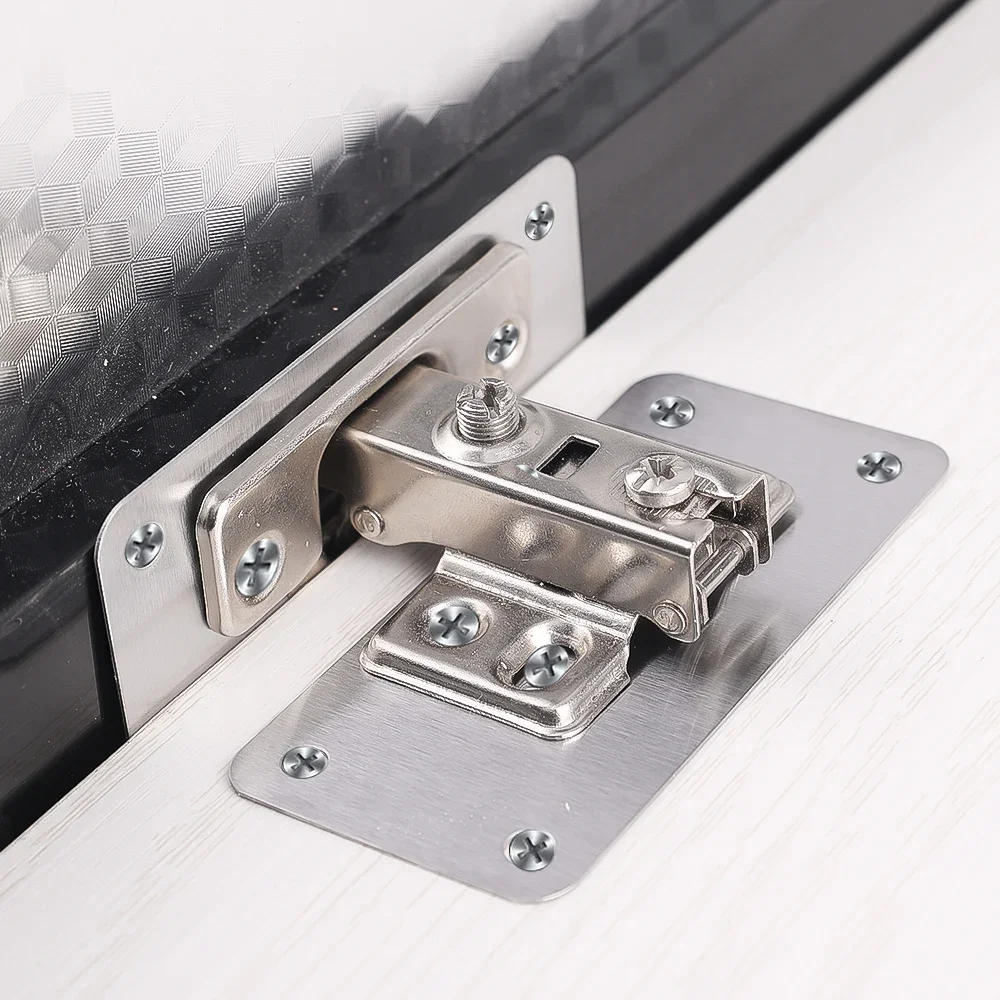 Cabinet Hinge Repair Plate Stainless Steel Door Hinge Mounting Plate ith Holes Hardware Hinge Fixing Brackets Kits Repair Tools