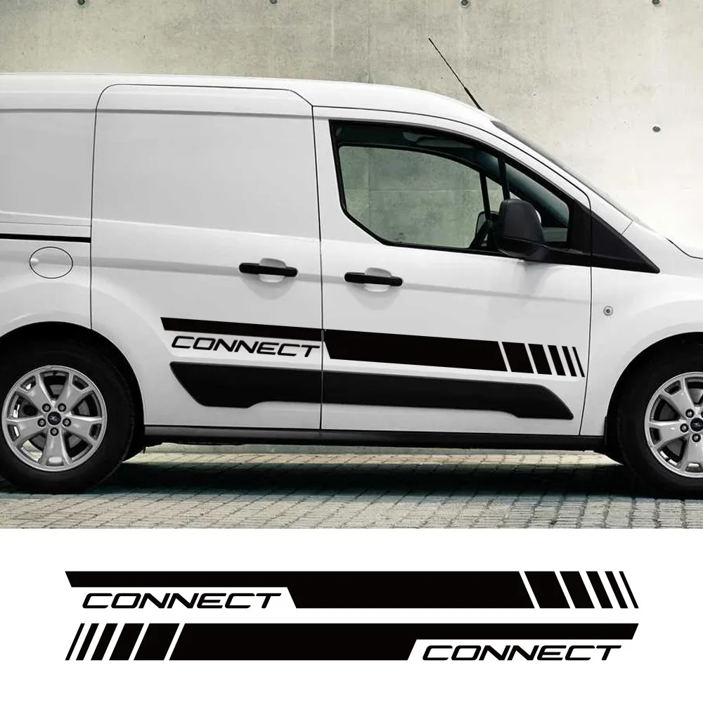 2PCS Auto Tür Seite Aufkleber Vinyl Aufkleber Für Ford Transit Connect Zubehör Tuning Camper Van Linie Grafiken