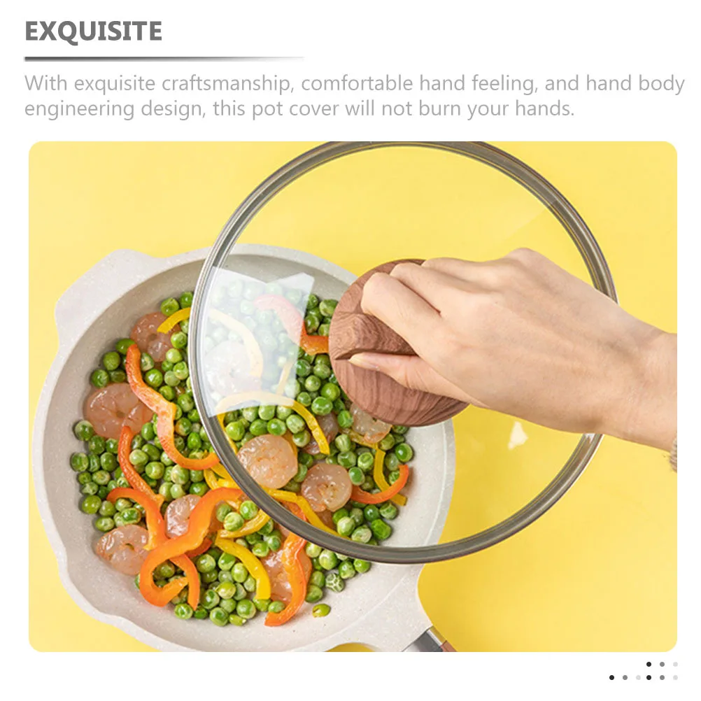 

Household Pot Glass Lid Comfortable Grip Shockproof Cookware Cover Long Lasting Heat Vent Pan Lid for Kitchen Use