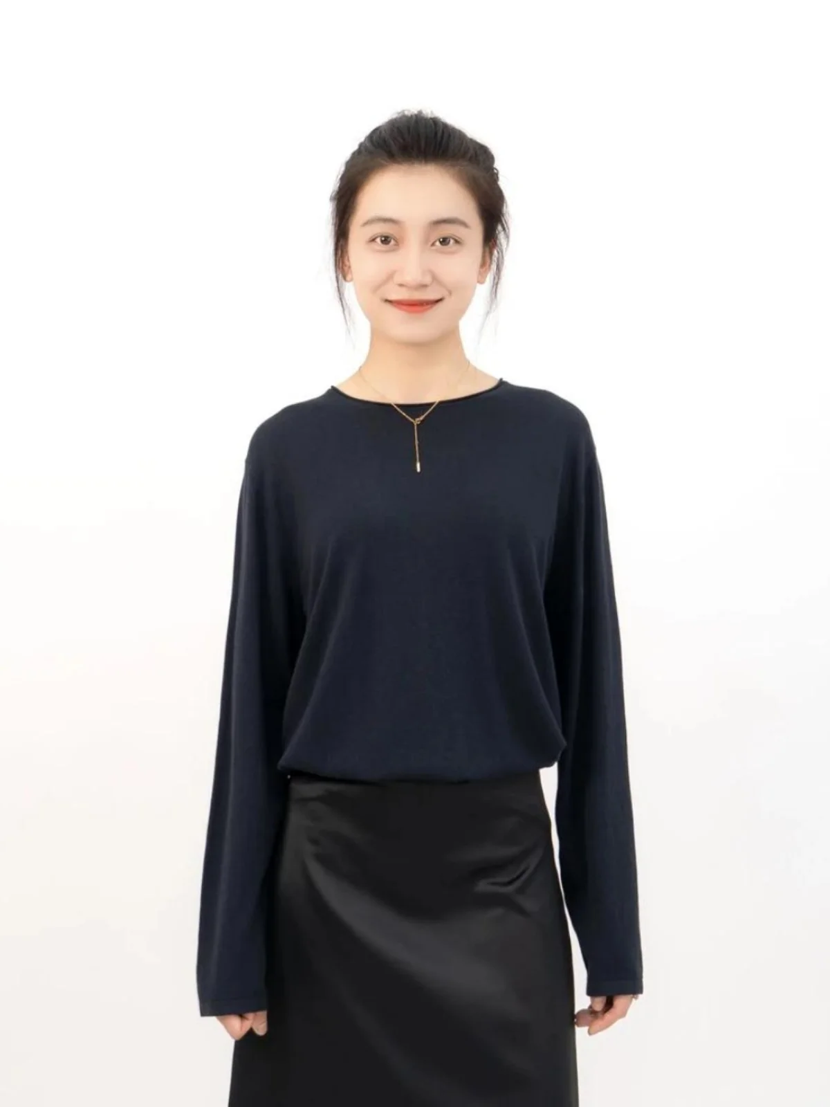 

Langqing Женская круглая футболка Ne Long Sve Свободного кроя Base Layer irt Весенний сезон Хлопок Moisture ng Цвет