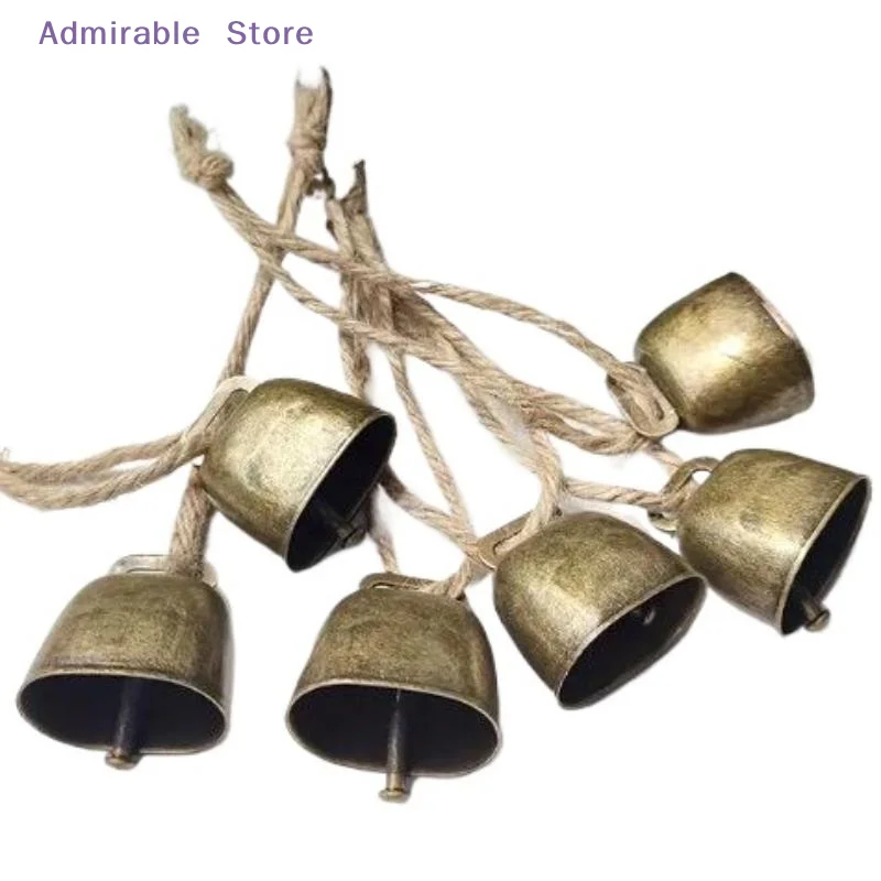 wCow And Sheep Bells Pet Copper Bells Christmas Decoration Jingle Bells With Hemp Rope Loud Bells Xmas Hanging Ornament