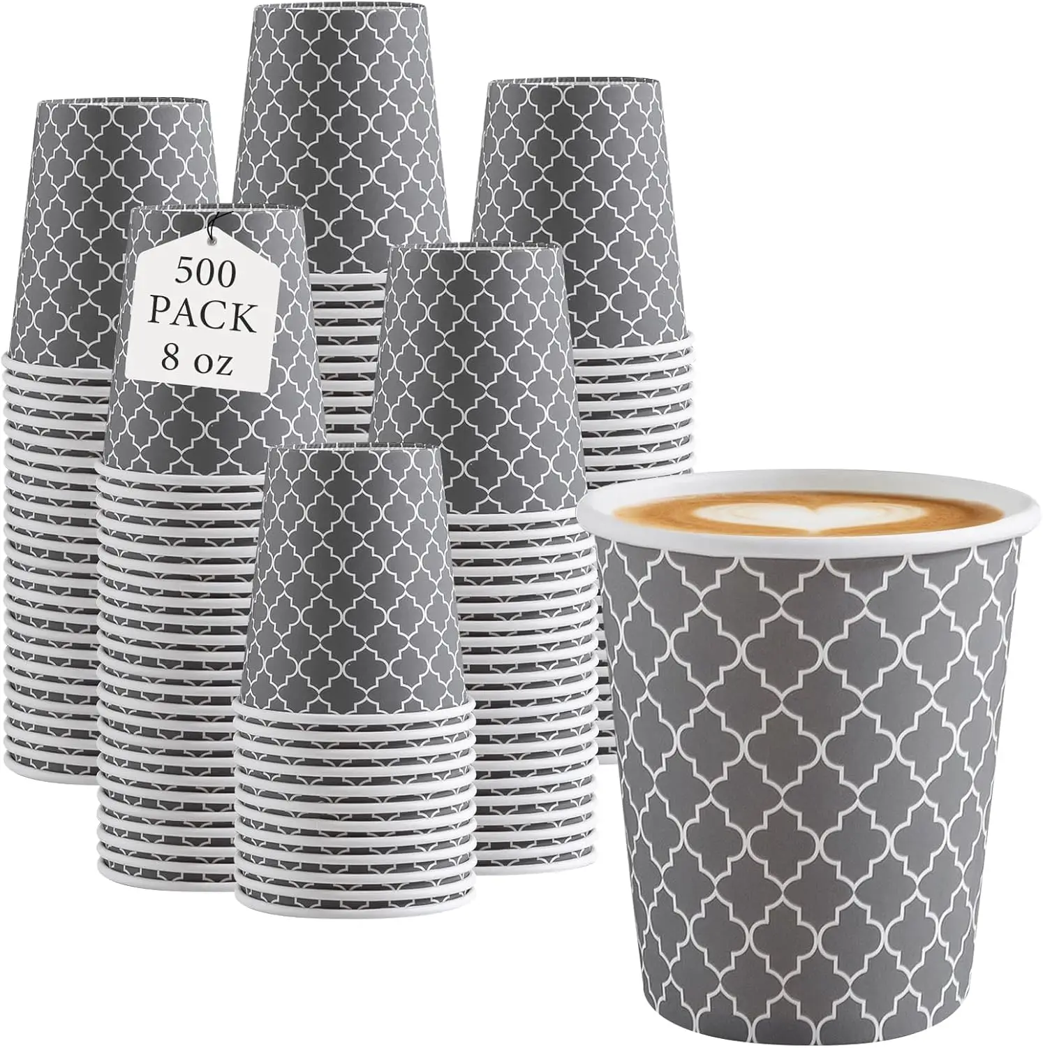 

Paper Cups 8 oz 500 Pack, Disposable Paper Coffee Cups, Hot Cup, 8oz Paper Insulated Cup for Cold Hot Drinks (No Lids)