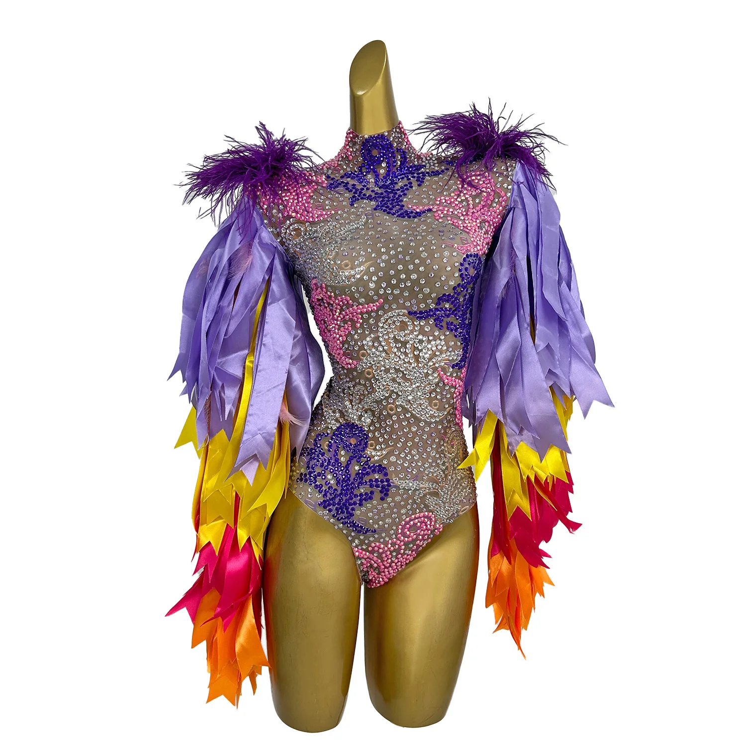 

Nightclub Stage Dance Women's Bizarre Dress Dance Troupe Performance Sparkly Rhinestone Bodysuit Carnival Showgirl Sexy Bodysuit