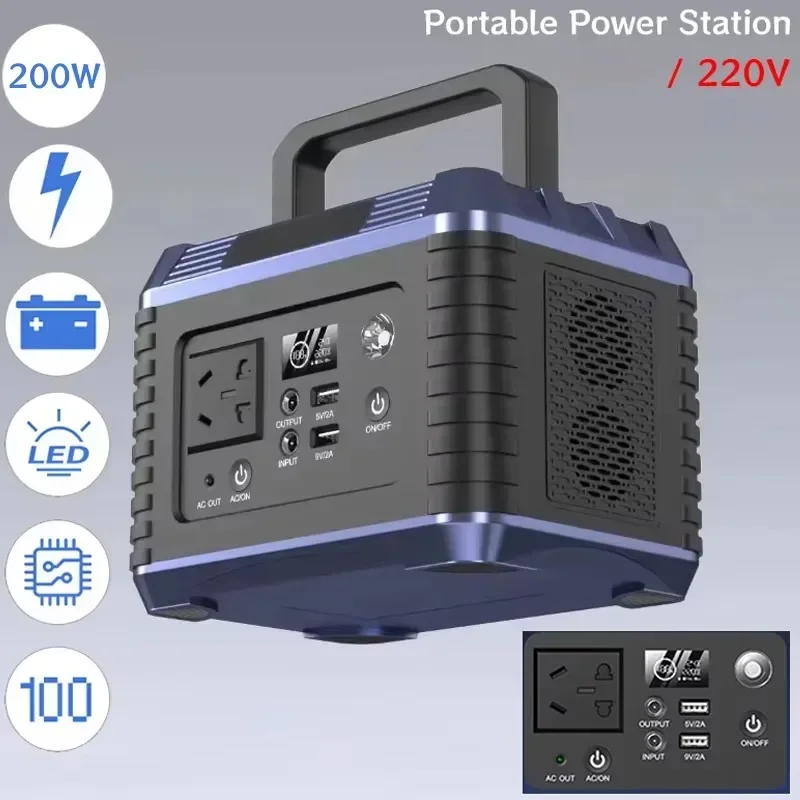 200W 220V Portable Power Station Power Banks 32000mAh Powerful External Spare Battery Generator Powerbank for Outdoor Camping