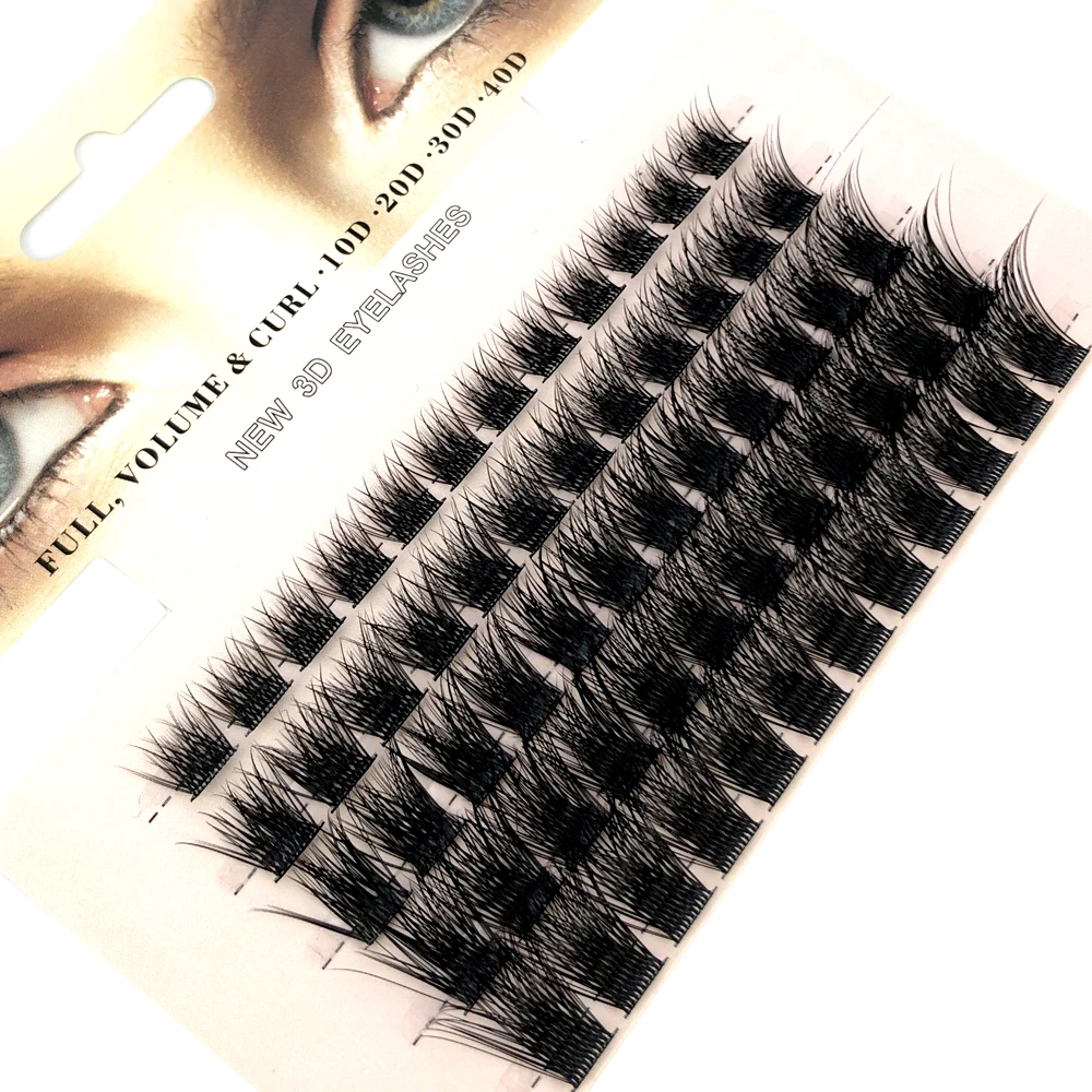 Mix 3D Fluffy Single Cluster Lashes Beauty Cilia Soft Ribbon Strip Segmented Eyelashes Extensions Custom Packaging False Eyelash