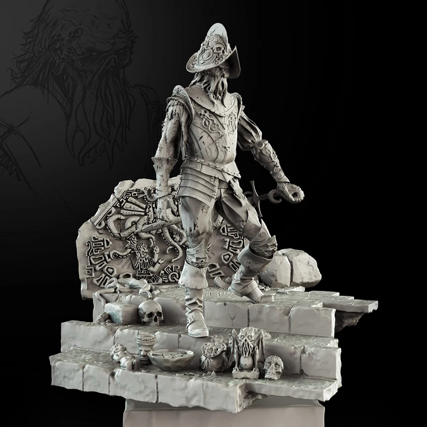 Resin soldier 1/24   ancient man warrior stand with base   Model Unassambled Unpainted  Figure Building Kit