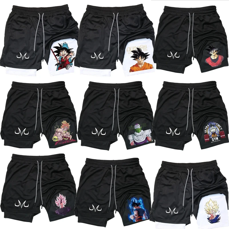 

Dragon Ball Son Goku Мужские спортивные шорты аниме 2 в 1, спортивные шорты для тренировок в тренажерном зале, фитнес, пляжные брюки, шорты для тренировок на открытом воздухе, подарок