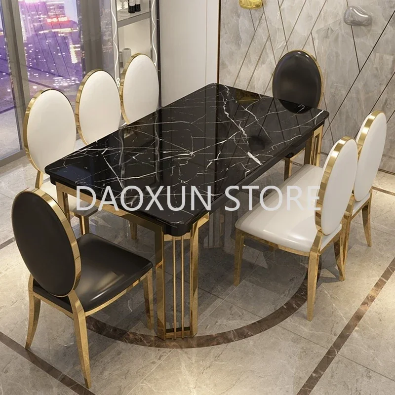 Nordic Luxury Marble Dinning Table New Modern Designer Rectangular Dining Table Kitchen Furniture Table Chairs Mesas De Cristal