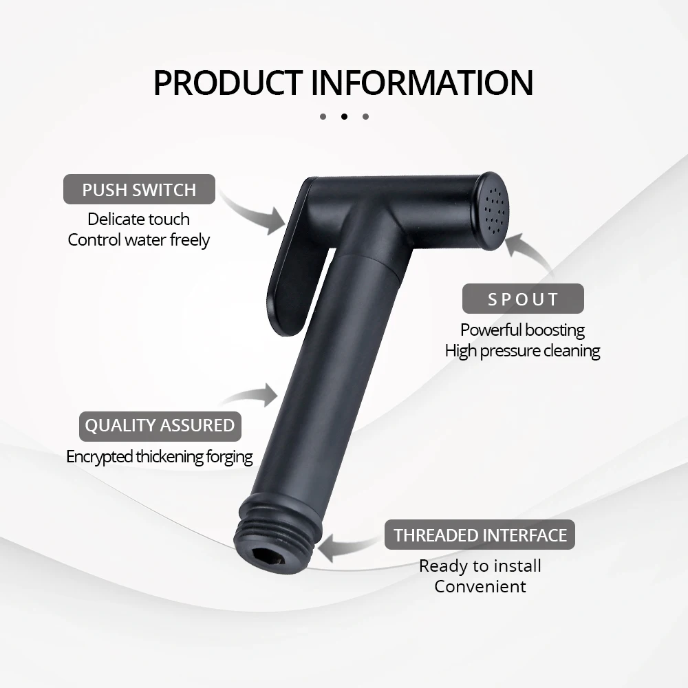 Imagem -03 - Kit Pulverizador de Bidê para Banheiro Preto Fosco com Mangueira de Borracha 1.2 Montado na Parede Misturador Quente e Frio Torneira Banheiro Limpador Portátil
