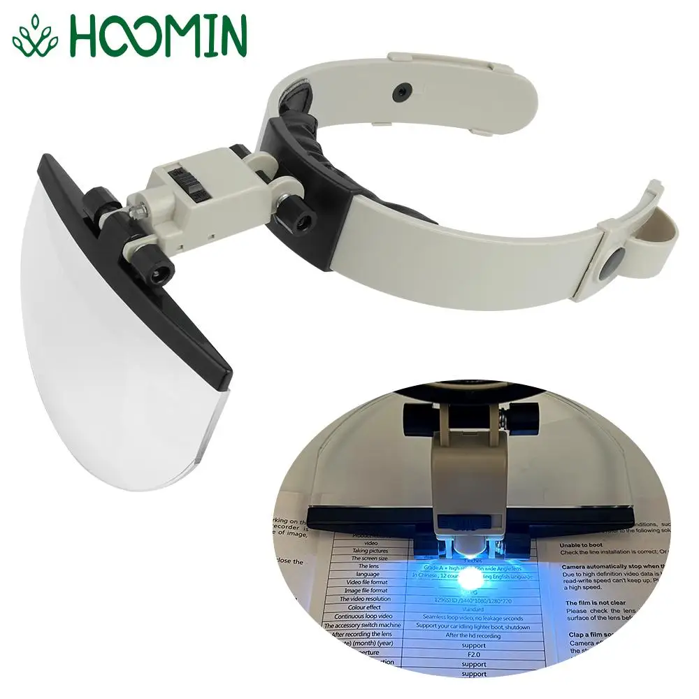 Optical Lens Head-mounted Helmet Magnifying Glasses 4Pcs Lens LED Magnifier For Reading Embroidery Maintenance