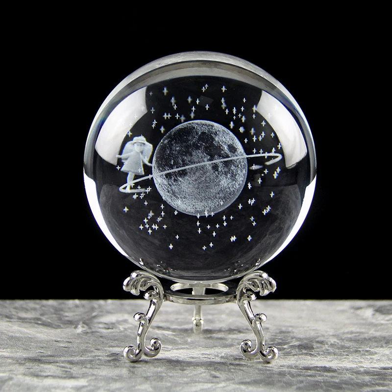 6/8cm 3D Planetary Galaxy Astronaut Crystal Ball Bedside Light Night Lamp Astronomical Souvenir Home Decoration Birthday Present