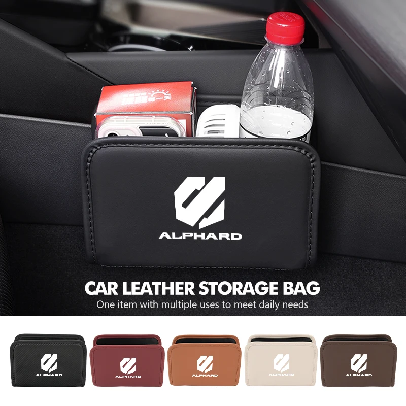 

Car Trash Can Auto Door Storage Phone Box Seat Back Hanging Bag For Toyota Alphard Vellfire 30 Series 2017 2018 2019 2020 2021