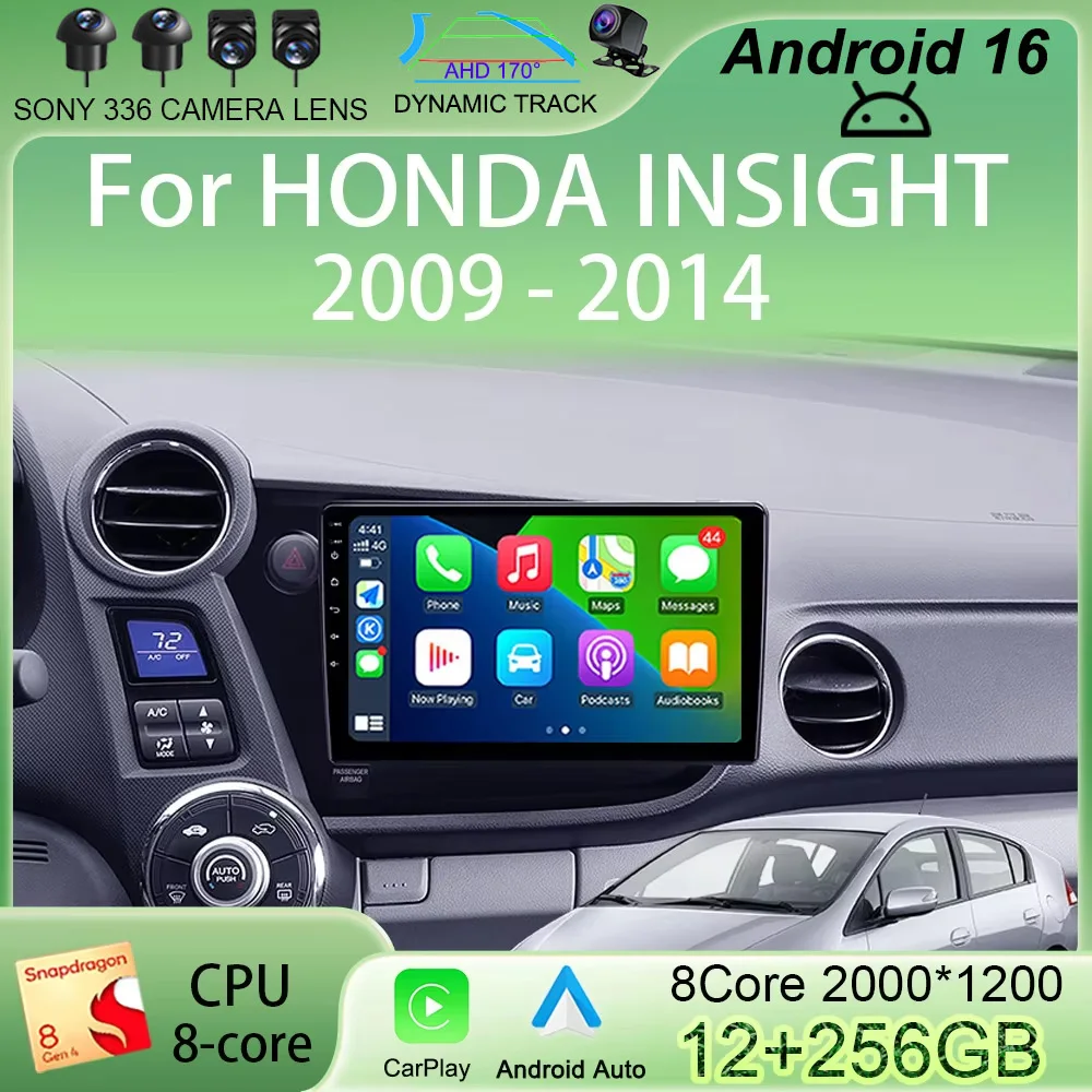 

9" Car Radio Android 16 For HONDA INSIGHT 2009 - 2014 Navigation GPS Carplay Multimedia Player Auto Stereo 2din DVD 360 Camera