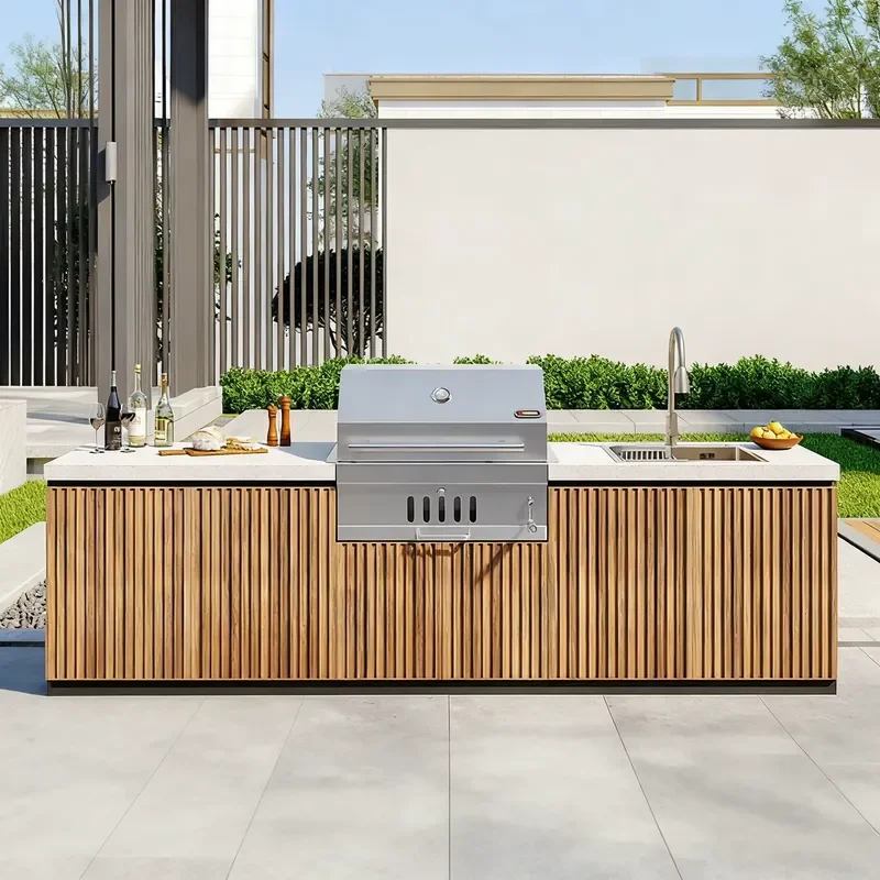 Modern Premium Outdoor Kitchen Workstation Built-in Terrace BBQ Grill 304 Stainless Steel Powder