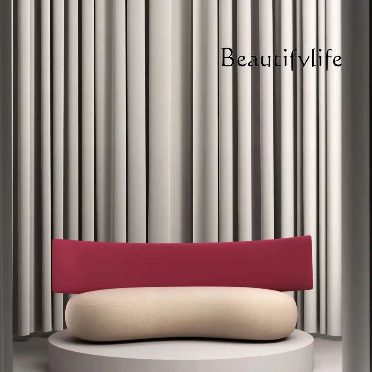 

S Italian Minimalist Art Designer Villa Model Room Creative Bending Fabric Special-shaped Contrasting Color Casual Curved Sofa