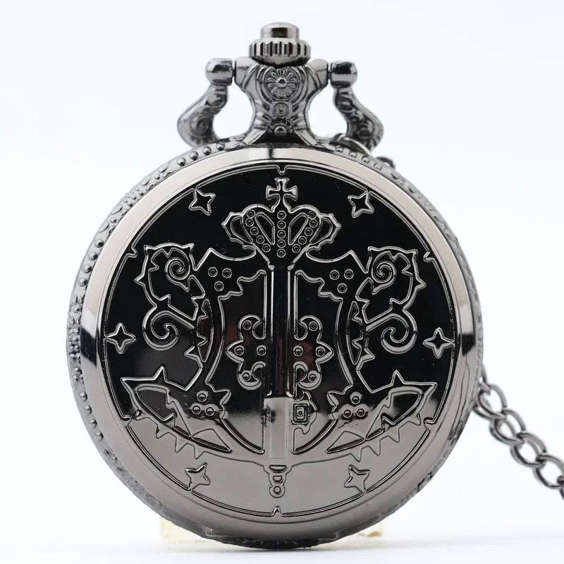 Hot Selling Famous Comic Anime Theme Quartz Pocket Watches Deacon Retro Black Flip Student Luminous Quartz Fob Watches