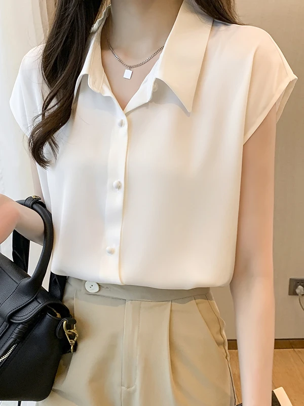 

Белая шифоновая блузка с коротким рукавом для женщин, модная летняя новинка, профессиональная женская блузка для офиса