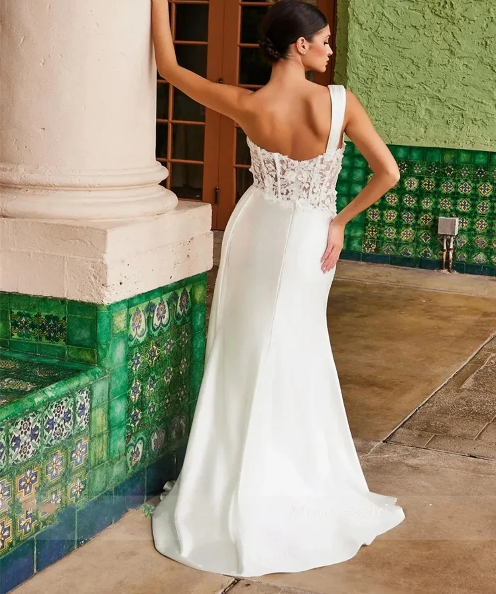 2026 Sexy Beach Wedding Dresses One Shoulder Sweetheart Lace Appliques Silt Chiffon Bride Bridal Party Gowns Vestidos De Noiva