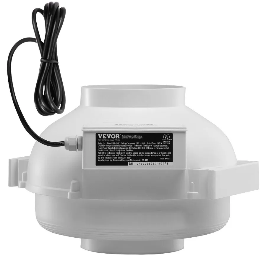 

6 to 4.5 Radon Mitigation Fan System Kit Quiet 380 CFM Inline Duct Waterproof