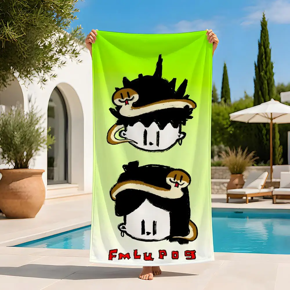 Toalla con ilustración original de pareja, toalla de playa extra grande, de secado rápido, sin arena, súper absorbente, ligera, resistente al calor