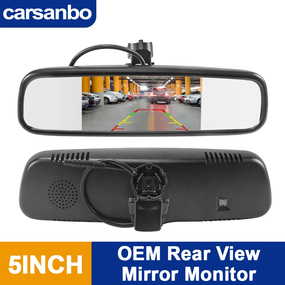 Carsanbo 5.1 inch Rearview Mirror Monitor OEM Integrated Bracket Night Vision Car Monitor High Definition 720P Multimedia