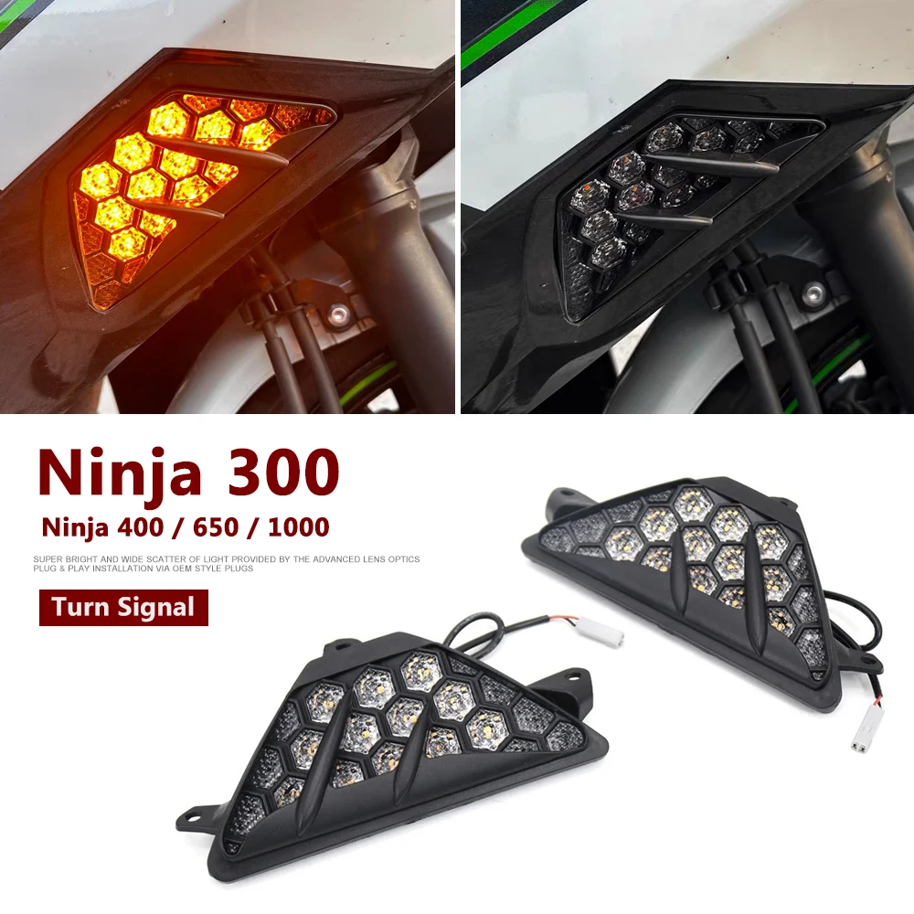 

Moto For Kawasaki Ninja 650 Ninja 1000 Ninja 400 300 ZX-6R ZX6R Front Turn Signals Light Turning Lamp Flashing Indicator Light