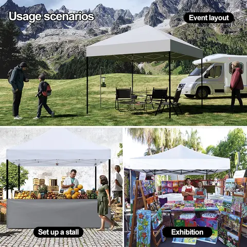 3x3m Pop Up-tält med tak, direktuppsättning, stort, vattentätt, soltätt, 420D, med stålram, för strandcamping, marknadsstånd, uteplats, hjul 8 best sales uppfällbart tält med kapell - №5