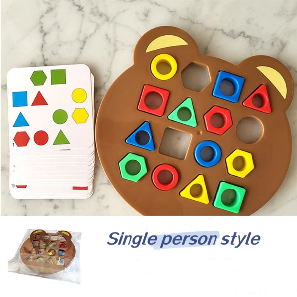 Früherziehungspuzzle für Kinder, Puzzlespiel in Teddybärenform, farblich passendes Spielzeug für Kinder, Reaktionslernbrett, Entwicklung