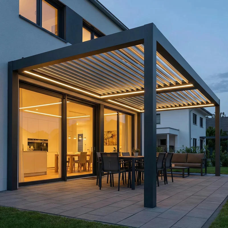 Light Sensor Auto Aluminum Pergola Intelligent Bioclimatic Home Balcony Outdoor Gazebo Heavy-Duty% Waterproof