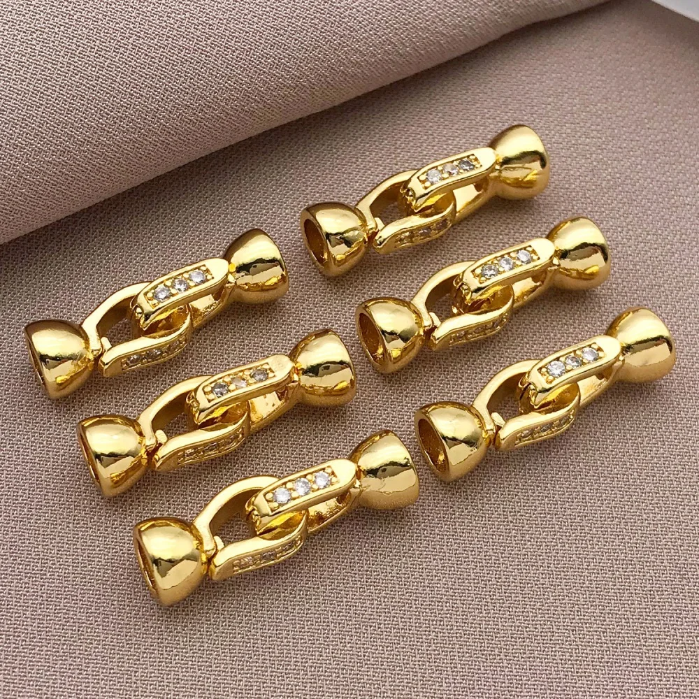 3/5pcs 18K Copper Plated Genuine Gold Thick Silver White Gold Necklace Connection Closing Buckle, DIY Jewelry Making Accessories